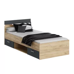 Ágykeret, 90x200, artisan tölgy/grafit, MICHIGAN NEW