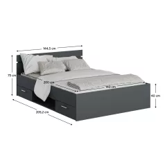 Ágykeret, 140x200, grafit, MICHIGAN NEW