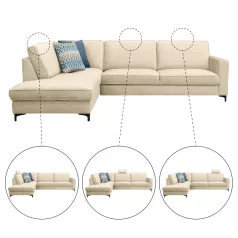   Széthúzható ülőgarnitúra, krémszínű, balos, ERMON ROH