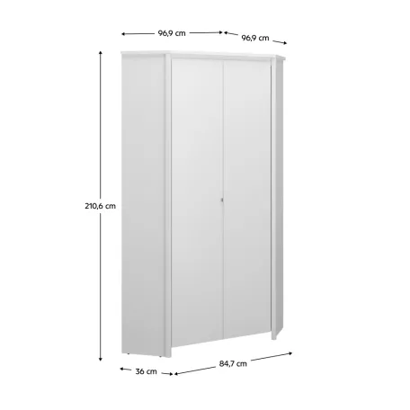 Sarokszekrény 2D, fehér, ERODIN
