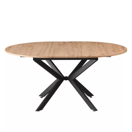 Kihúzható étkezőasztal, artisan tölgy/fekete, 120x120-160x75 cm, ABERO TYP 2