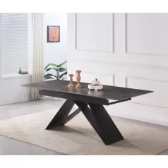   Kihúzható étkezőasztal, beton/fekete, 160-200x90 cm, MAJED