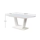 Kihúzható étkezőasztal, fényes fehér, 160-200x90 cm, OLAV