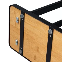 Törölközőtartó, fekete fém/bambusz, LABAV