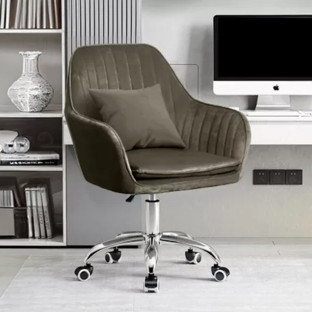 Irodai fotel, szürkésbarna Taupe Velvet anyag/króm, KLIAN