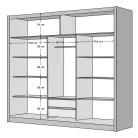 Tolóajtós szekrény, fekete/craft tölgy, 250x215 cm, CRAFT