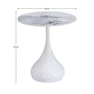 Dohányzóasztal, fehér márvány/acél, EBREL