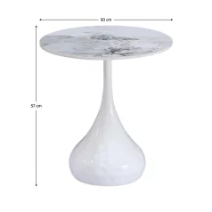 Dohányzóasztal, fehér márvány/acél, EBREL