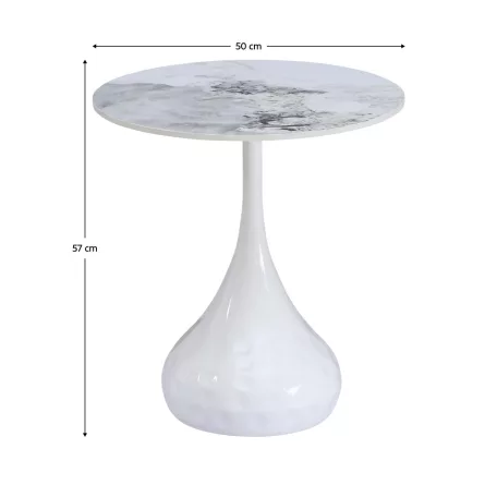 Dohányzóasztal, fehér márvány/acél, EBREL