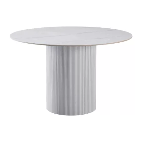 Étkezőasztal, fehér márvány/MDF, átmérő 120 cm, MAHIR TYP 1
