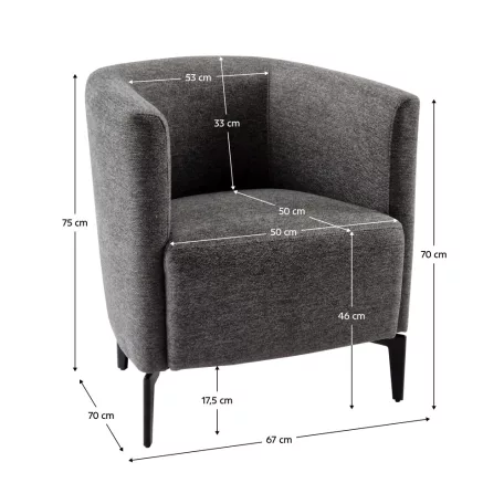 Design fotel, szürke/fekete, KAPY