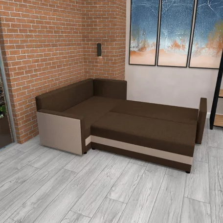 Univerzális ülőgarnitúra, bézs/barna, DINA L ROH