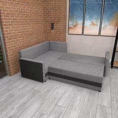 Univerzális ülőgarnitúra, fekete/szürke, DINA L ROH