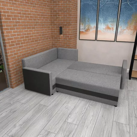 Univerzális ülőgarnitúra, fekete/szürke, DINA L ROH