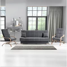 Fotel, szürke/bükk, GINY