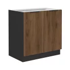 Alsó szekrény, okapi dió/fekete, MENZO 80 D 2F BB