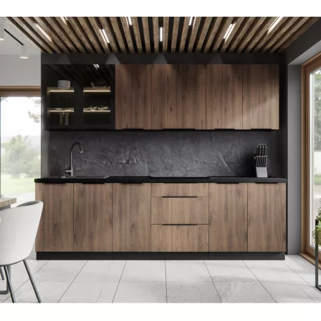 Alsó szekrény, okapi dió/fekete, MENZO 80 D 3S BB