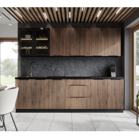 Alsó szekrény, okapi dió/fekete, MENZO 60 D 1F BB