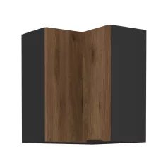   Felső sarokszekrény okapi dió/fekete, MENZO 60x60 GN-72 2F