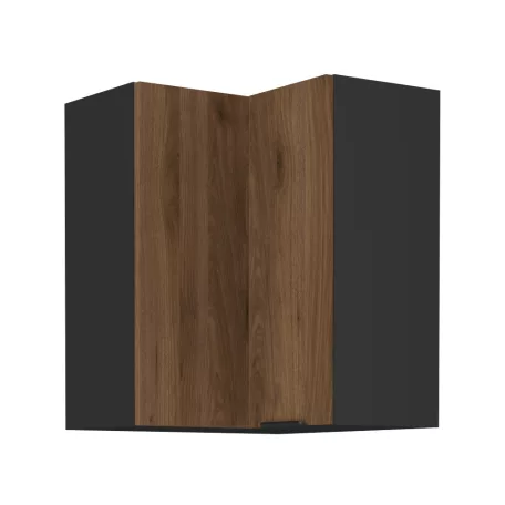 Felső sarokszekrény okapi dió/fekete, MENZO 60x60 GN-72 2F