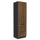 Magas szekrény, okapi dió/fekete, MENZO 60 DKS-210 3S1F