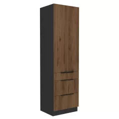 Magas szekrény, okapi dió/fekete, MENZO 60 DKS-210 3S1F