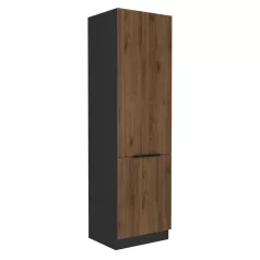   Szekrény beépíthető hűtőhöz, okapi dió/fekete, MENZO 60 LO-210 2F