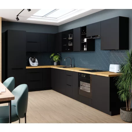 Szekrény beépíthető hűtőhöz, fekete, SIBER 60 LO-210 2F