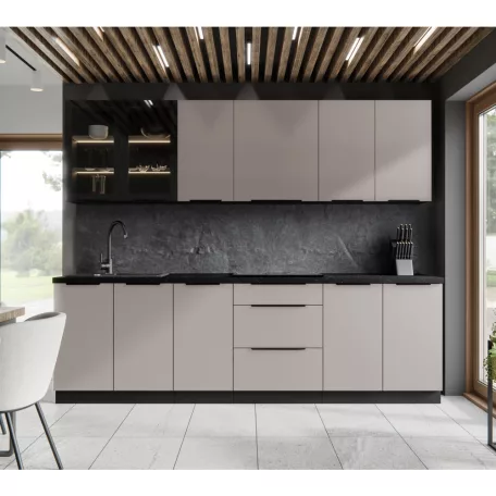 Alsó szekrény, cashmere/fekete, ARAKA 60 D GAZ BB