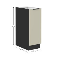   Alsó szekrény kihúzható kosárral, cashmere/fekete, ARAKA 30 D CARGO BB