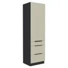 Magas szekrény, cashmere/fekete, ARAKA 60 DKS-210 3S1F