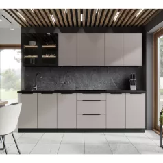   Szekrény beépíthető hűtőhöz, cashmere/fekete, ARAKA 60 LO-210 2F