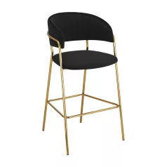   Design bárszék, fekete Velvet szövet/gold króm arany, DASMIN TYP 2