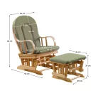 Hintaszék lábtartóval, természetes/zöld, DALBERT