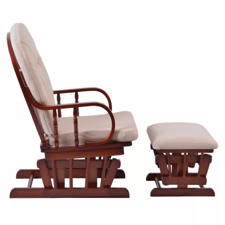 Hintaszék lábtartóval, dió/bézs, TALMAN