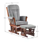 Hintaszék lábtartóval, dió/szürke, SAFORD