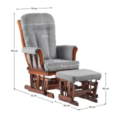 Hintaszék lábtartóval, dió/szürke, SAFORD