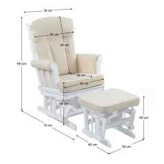Hintaszék lábtartóval, fehér/krém, SAFORD