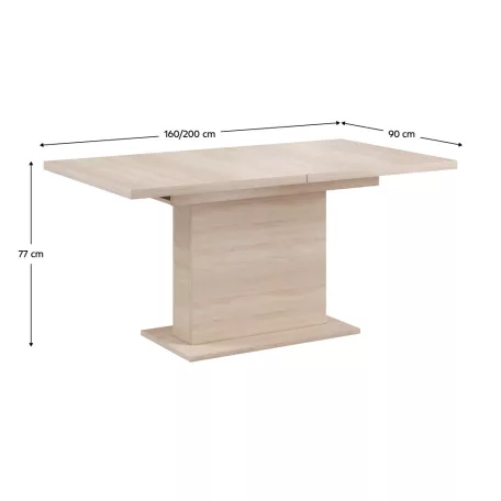 Kihúzható étkezőasztal, sonoma tölgy, 160-200x90 cm, BOBA