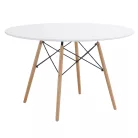 Étkezőasztal, fehér/matt/bükk, átmérő 120 cm, DEMIN NEW