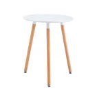 Étkezőasztal, fehér/bükk, átmérő 60 cm, ELCAN NEW TYP 1