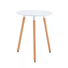   Étkezőasztal, fehér/bükk, átmérő 60 cm, ELCAN NEW TYP 1