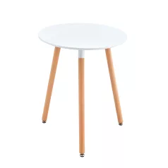   Étkezőasztal, fehér/bükk, átmérő 60 cm, ELCAN NEW TYP 1
