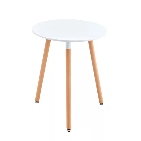 Étkezőasztal, fehér/bükk, átmérő 60 cm, ELCAN NEW TYP 1