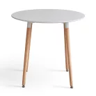 Étkezőasztal, fehér/bükk, átmérő 80 cm, ELCAN NEW