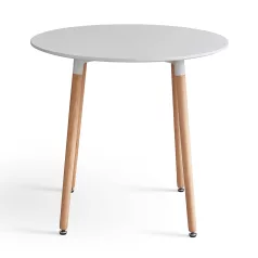 Étkezőasztal, fehér/bükk, átmérő 80 cm, ELCAN NEW