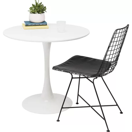 Étkezőasztal, kerek, fehér, matt, átmérő 80 cm, REVENTON NEW