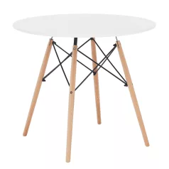   Étkezőasztal,  fehér/bükk, átmérő 80 cm, GAMIN 2 NEW 80