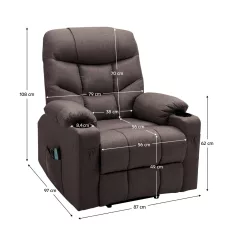 Állítható masszázs fotel, barna, HUDSON