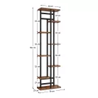 Fém virágállvány, fekete/rusztikus fa, LEDOR TYP 4